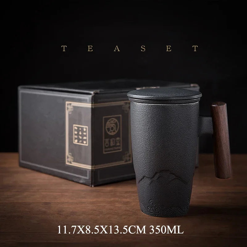 Retro Mug with Wooden Handle
