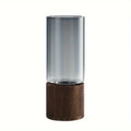 Glass Vase with Wooden Base
