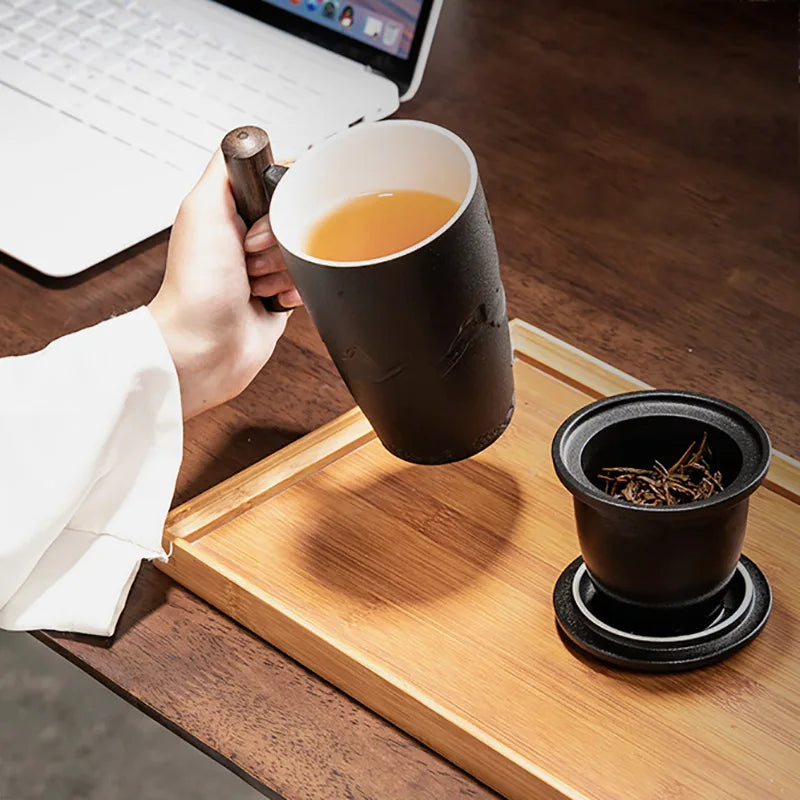 Retro Mug with Wooden Handle