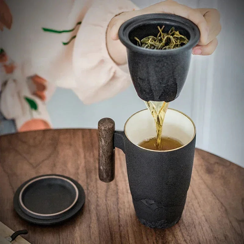 Retro Mug with Wooden Handle