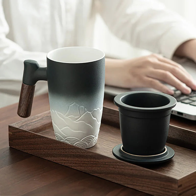Retro Mug with Wooden Handle