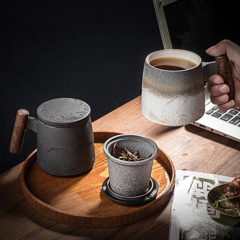 Retro Mug with Wooden Handle