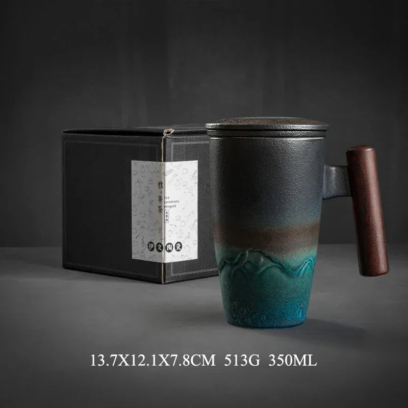 Retro Mug with Wooden Handle
