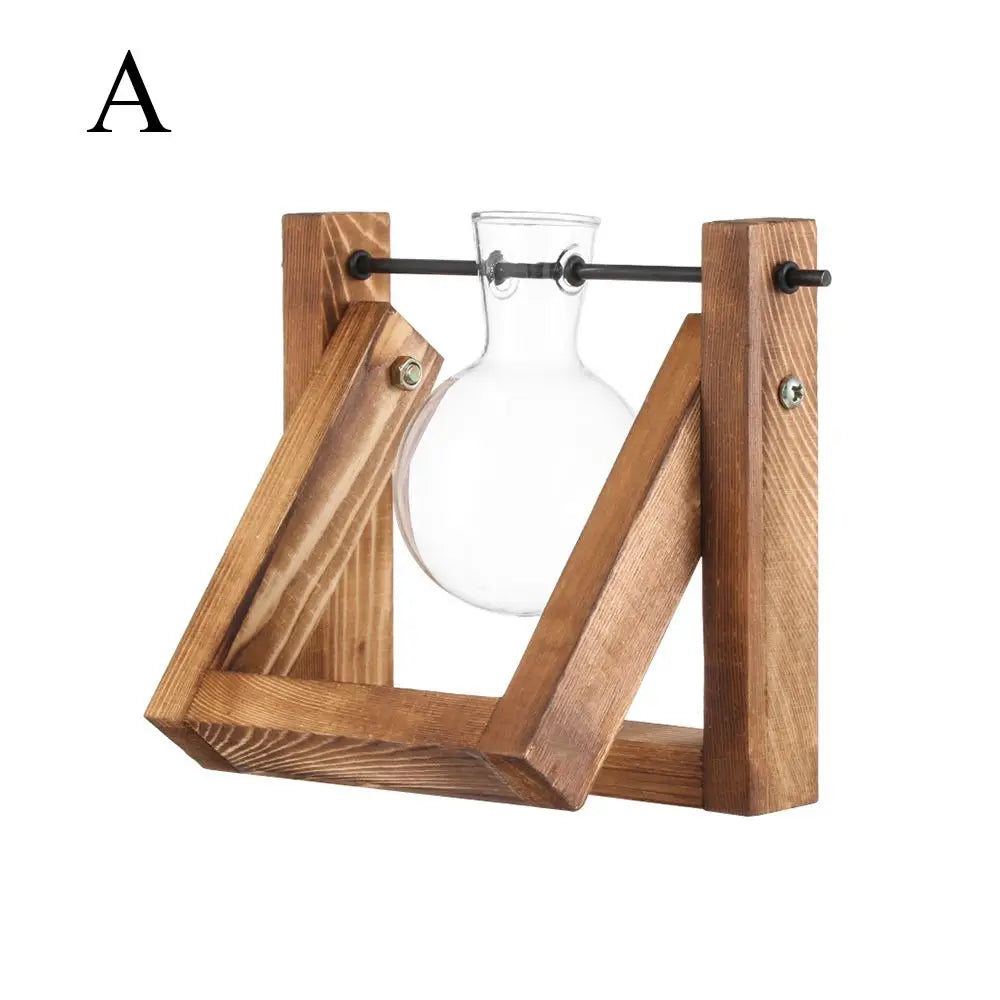 Glass Terrarium Vase with Wood Tray